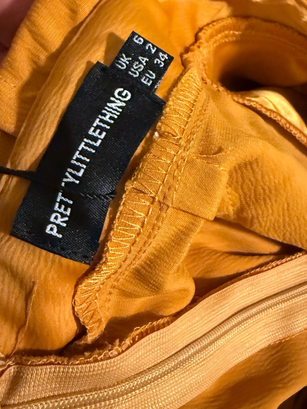PrettyLittleThing Mustard Yellow Satin Plunge Maxi Dress - Picture 6 of 6
